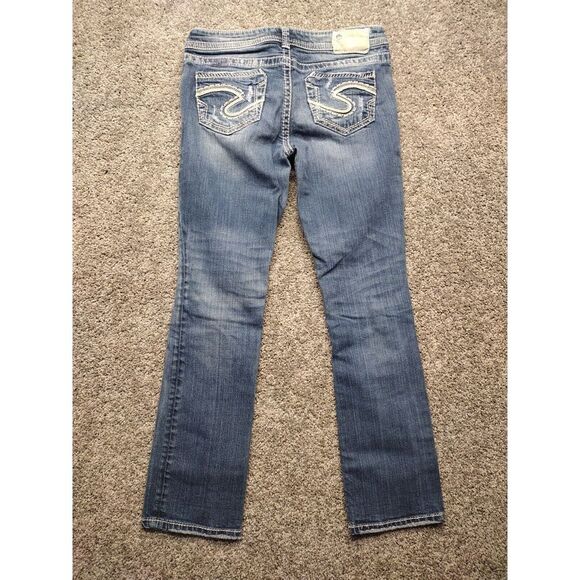 Silver Jeans Women's Size 28/L31 Aiko Baby Boot Cut Denim Jeans White Stitching - Picture 12 of 16